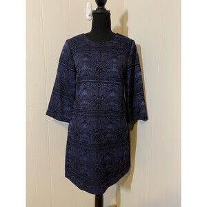 BCBGeneration Womens Blue & Black Lace Mini Dress Size Small S 3/4 Sleeves